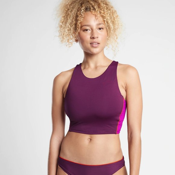 Athleta Colorblock Crop Bikini Top D-DD size M Velvet Plum - Picture 1 of 3